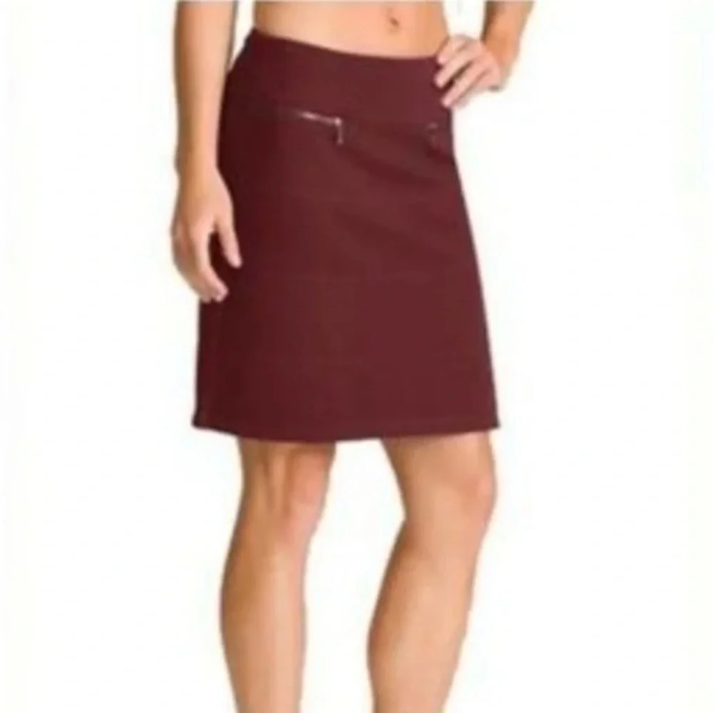 ATHLETA deep red maroon burgundy sport skirt striped solid casual stretchy sz M - Picture 4 of 17